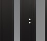 Modern Steel Front Door DIAMOND A1 48" X 80" BLACK/WHITE FROSTED GLASS PANEL BLACK LHI WITH SIDELITE FROSTED GLASS