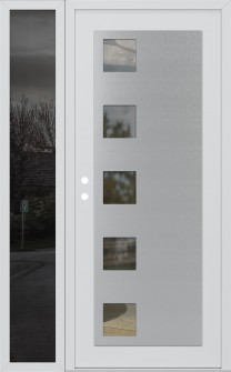 Diamond C5 52" x 80" white/white clear Glass Panel stainless steel RHI with Sidelite mirrored Glass