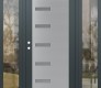 Modern Steel Front Door Diamond C8 60" x 80" anthracite/anthracite frosted Glass Panel stainless steel RHI with 2 Sidelites clear Glass