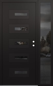 Diamond D6 52" x 80" black/black mirrored Glass Panel black LHI with Sidelite mirrored Glass
