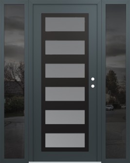 Diamond C9 64" x 80" anthracite/anthracite frosted Glass Panel black LHI with 2 Sidelites mirrored Glass