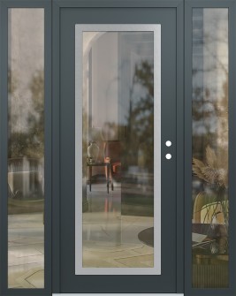 Diamond C1 68" x 80" anthracite/anthracite clear Glass Panel stainless steel LHI with 2 Sidelites clear Glass