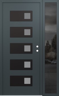 Diamond D2 48" x 80" anthracite/anthracite frosted Glass Panel black LHI with Sidelite mirrored Glass