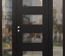 Modern Steel Front Door Diamond C2 64" x 80" black/black clear Glass Panel black RHI with 2 Sidelites clear Glass