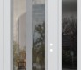 Modern Steel Front Door Diamond C14 48" x 96" white/white clear Glass Panel stainless steel LHI with Sidelite and Transom mirrored Glass