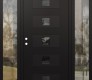Modern Steel Front Door Diamond D8 60" x 80" black/black mirrored Glass Panel black RHI with 2 Sidelites clear Glass