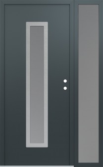 DIAMOND A11 52" X 80" ANTHRACITE/ANTHRACITE FROSTED GLASS PANEL STAINLESS STEEL LHI WITH SIDELITE FROSTED GLASS