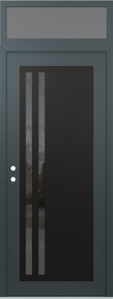 Diamond C6 36" x 96" anthracite/anthracite mirrored Glass Panel black RHI with Transom frosted Glass
