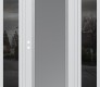 Modern Steel Front Door Diamond C1 64" x 80" white/white frosted Glass Panel stainless steel RHI with 2 Sidelites mirrored Glass