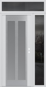 Diamond C14 52" x 96" white/white frosted Glass Panel stainless steel LHI with Sidelite and Transom mirrored Glass