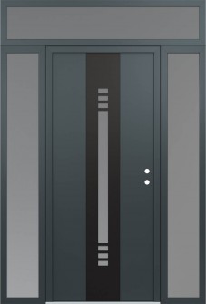 DIAMOND A5 64" X 96" ANTHRACITE/ANTHRACITE FROSTED GLASS PANEL BLACK LHI WITH 2 SIDELITES AND TRANSOM FROSTED GLASS