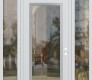 Modern Steel Front Door Diamond C1 60" x 96" white/white clear Glass Panel stainless steel LHI with 2 Sidelites and Transom clear Glass