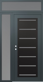 Diamond C11 52" x 96" anthracite/anthracite frosted Glass Panel black RHI with Sidelite and Transom frosted Glass