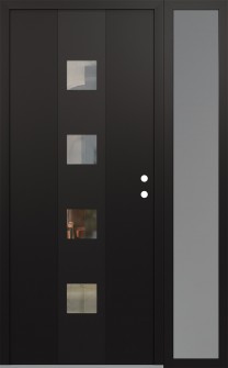 DIAMOND A12 52" X 80" BLACK/BLACK CLEAR GLASS PANEL BLACK LHI WITH SIDELITE FROSTED GLASS