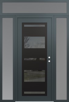 Diamond C10 60" x 96" anthracite/anthracite mirrored Glass Panel black LHI with 2 Sidelites and Transom frosted Glass