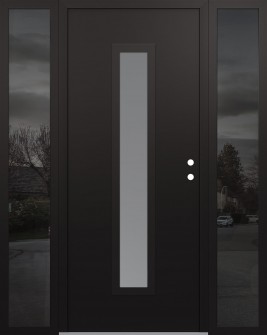 DIAMOND A11 60" X 80" BLACK/WHITE FROSTED GLASS PANEL BLACK LHI WITH 2 SIDELITES MIRRORED GLASS