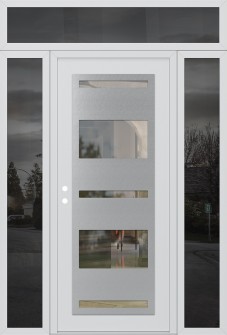 Diamond C10 60" x 96" white/white clear Glass Panel stainless steel RHI with 2 Sidelites and Transom mirrored Glass