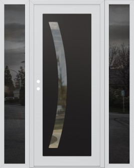 Diamond C4 68" x 80" white/white clear Glass Panel black RHI with 2 Sidelites mirrored Glass