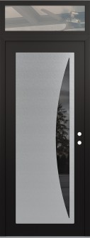 Diamond C13 36" x 96" black/black mirrored Glass Panel stainless steel LHI with Transom clear Glass