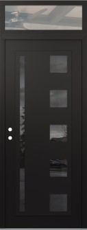 Diamond C3 36" x 96" black/black mirrored Glass Panel black RHI with Transom clear Glass