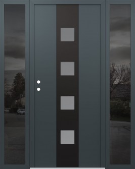 DIAMOND A12 60" X 80" ANTHRACITE/ANTHRACITE FROSTED GLASS PANEL BLACK RHI WITH 2 SIDELITES MIRRORED GLASS