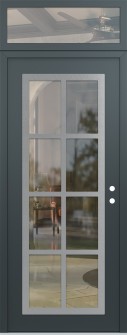 Diamond C16 36" x 96" anthracite/anthracite clear Glass Panel stainless steel LHI with Transom clear Glass