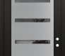 Modern Steel Front Door Diamond C7 36" x 96" black/black mirrored Glass Panel stainless steel LHI with Transom frosted Glass