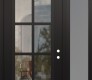 Modern Steel Front Door Diamond C16 52" x 96" black/black clear Glass Panel black LHI with Sidelite and Transom frosted Glass
