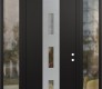 Modern Steel Front Door DIAMOND A7 64" X 96" BLACK/BLACK CLEAR GLASS PANEL STAINLESS STEEL LHI WITH 2 SIDELITES AND TRANSOM CLEAR GLASS