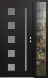 Diamond C3 50" x 80" black/white frosted Glass Panel black LHI with Sidelite clear Glass