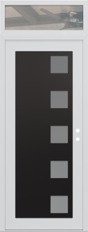 Diamond C5 36" x 96" white/white frosted Glass Panel black LHI with Transom clear Glass