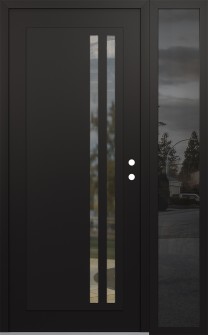 Diamond C6 52" x 80" black/black clear Glass Panel black LHI with Sidelite mirrored Glass