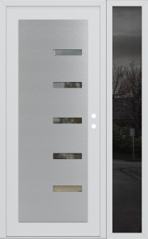 Diamond C8 50" x 80" white/white clear Glass Panel stainless steel LHI with Sidelite mirrored Glass