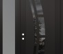 Modern Steel Front Door Diamond C12 52" x 96" black/black mirrored Glass Panel black RHI with Sidelite and Transom frosted Glass