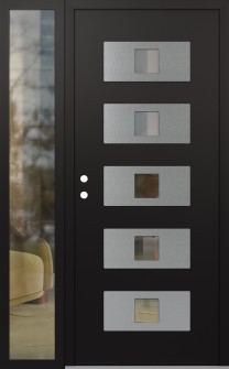 Diamond D8 50" x 80" black/black clear Glass Panel stainless steel RHI with Sidelite clear Glass