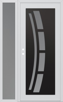 Diamond C12 52" x 80" white/white frosted Glass Panel black RHI with Sidelite frosted Glass