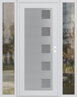 Diamond C5 64" x 80" white/white frosted Glass Panel stainless steel LHI with 2 Sidelites clear Glass