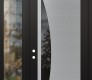 Modern Steel Front Door Diamond C13 48" x 96" black/black mirrored Glass Panel stainless steel RHI with Sidelite and Transom clear Glass