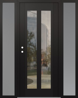 Diamond C14 60" x 80" black/black clear Glass Panel black RHI with 2 Sidelites frosted Glass