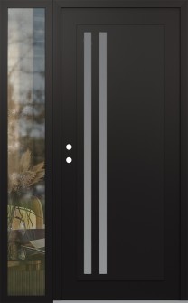 Diamond C6 50" x 80" black/white frosted Glass Panel black RHI with Sidelite clear Glass