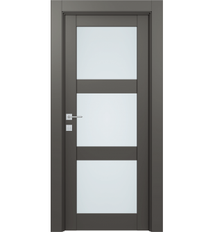 Avon 3 Lite Vetro Gray Matte Single Doors