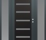 Modern Steel Front Door Diamond C7 68" x 80" anthracite/anthracite frosted Glass Panel black LHI with 2 Sidelites frosted Glass