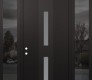 Modern Steel Front Door DIAMOND A6 60" X 96" BLACK/WHITE FROSTED GLASS PANEL BLACK RHI WITH 2 SIDELITES AND TRANSOM MIRRORED GLASS