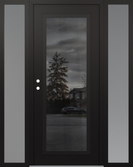 Diamond C1 68" x 80" black/black mirrored Glass Panel black RHI with 2 Sidelites frosted Glass
