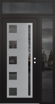 Diamond C3 50" x 96" black/black mirrored Glass Panel stainless steel LHI with Sidelite and Transom mirrored Glass