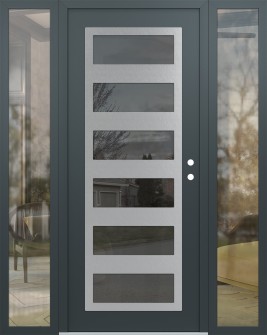 Diamond C9 64" x 80" anthracite/anthracite mirrored Glass Panel stainless steel LHI with 2 Sidelites clear Glass