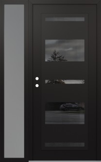 Diamond C10 48" x 80" black/black mirrored Glass Panel black RHI with Sidelite frosted Glass