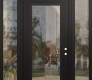 Modern Steel Front Door Diamond C1 68" x 96" black/black clear Glass Panel black LHI with 2 Sidelites and Transom clear Glass