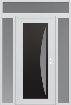 Diamond C13 64" x 96" white/white frosted Glass Panel black LHI with 2 Sidelites and Transom frosted Glass