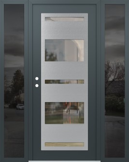 Diamond C10 64" x 80" anthracite/anthracite clear Glass Panel stainless steel RHI with 2 Sidelites mirrored Glass